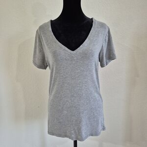 Gray V-Neck Women's Top